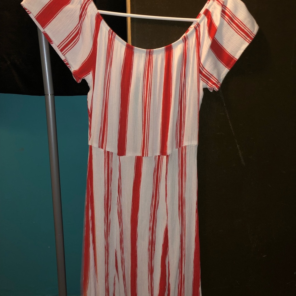 Red and White stripped dress
